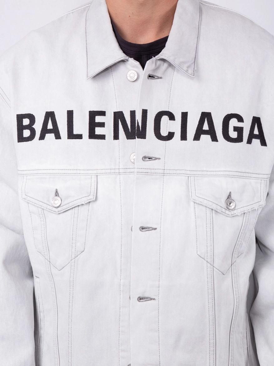 Balenciaga Front Logo Denim Jacket Cement