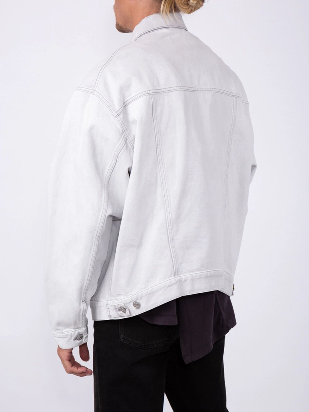 Balenciaga Front Logo Denim Jacket Cement