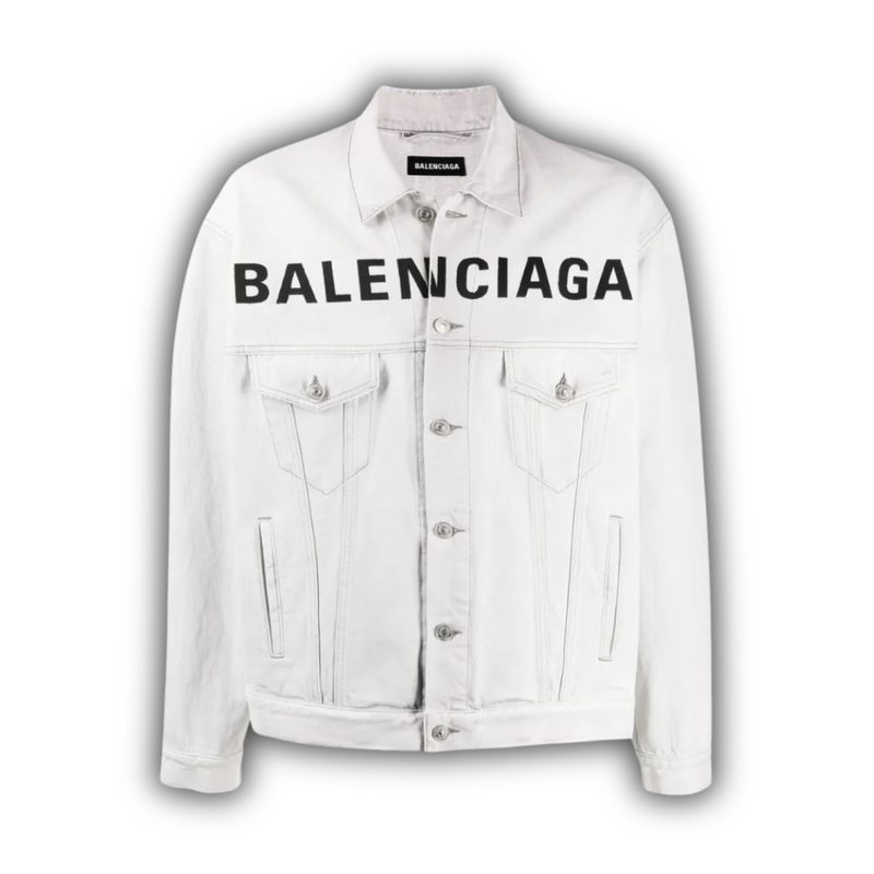 Balenciaga Front Logo Denim Jacket Cement