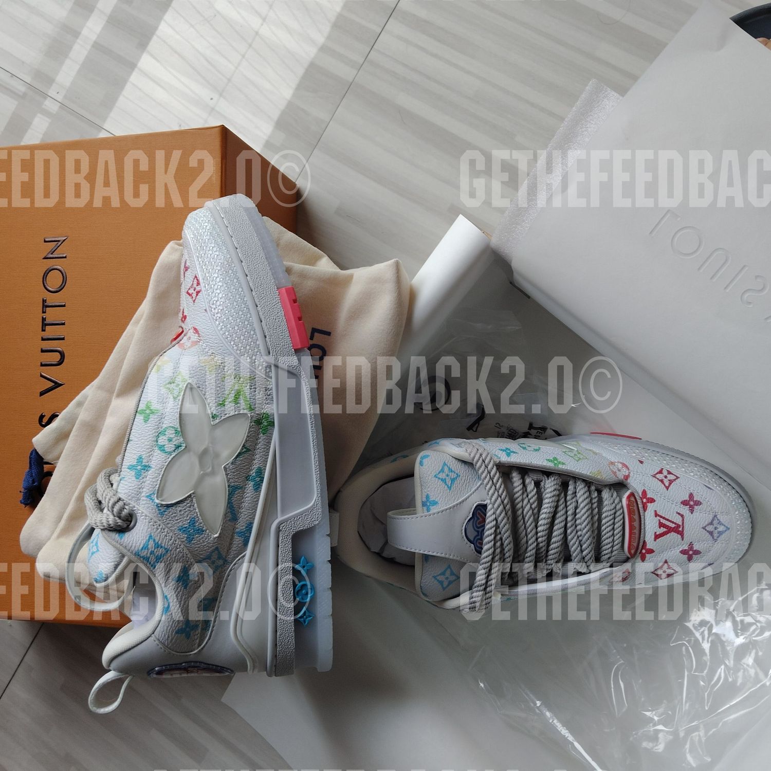 Skate Sneaker gray/Rainbow