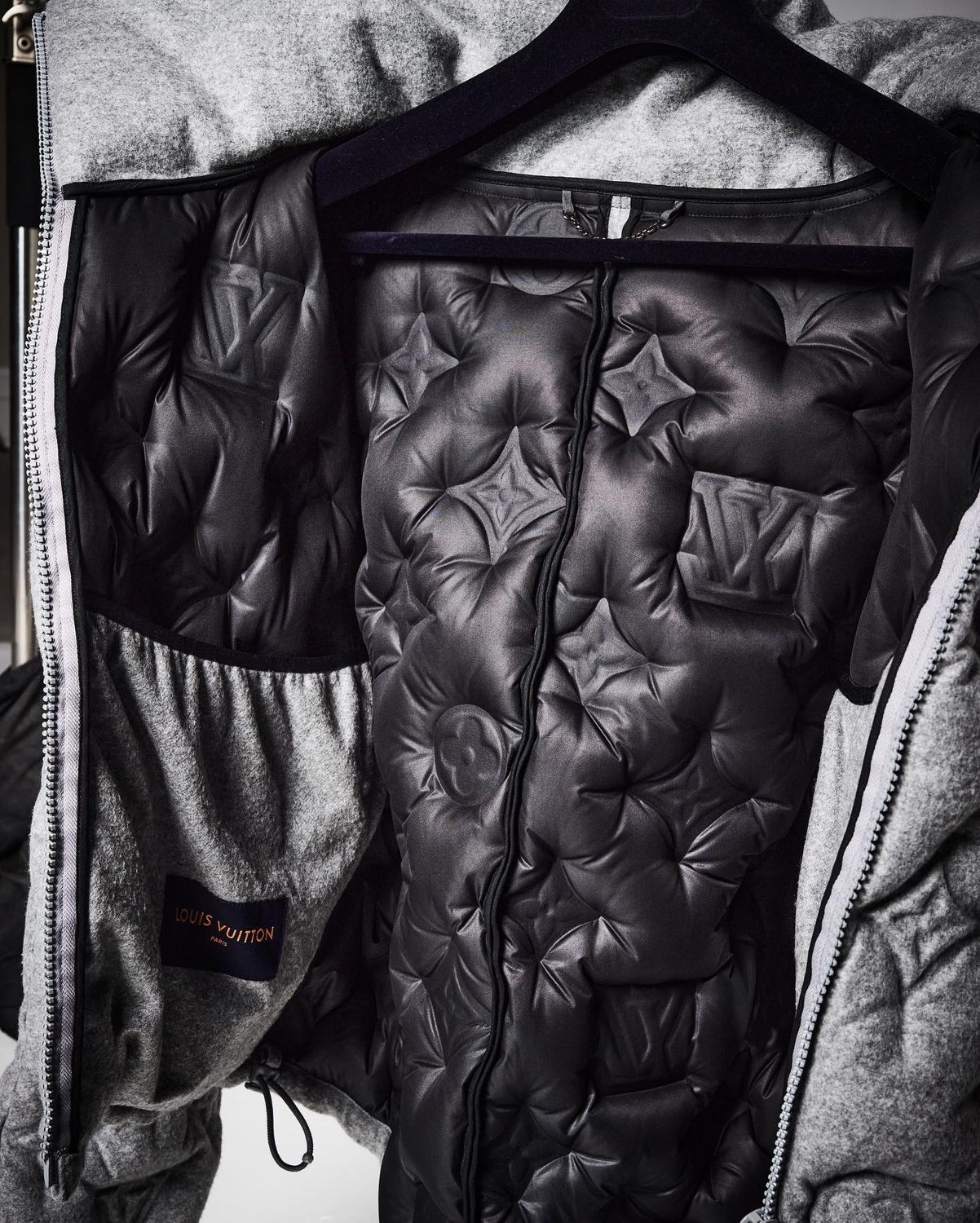 LV Jacket gray Cashmere Monogram Puffer