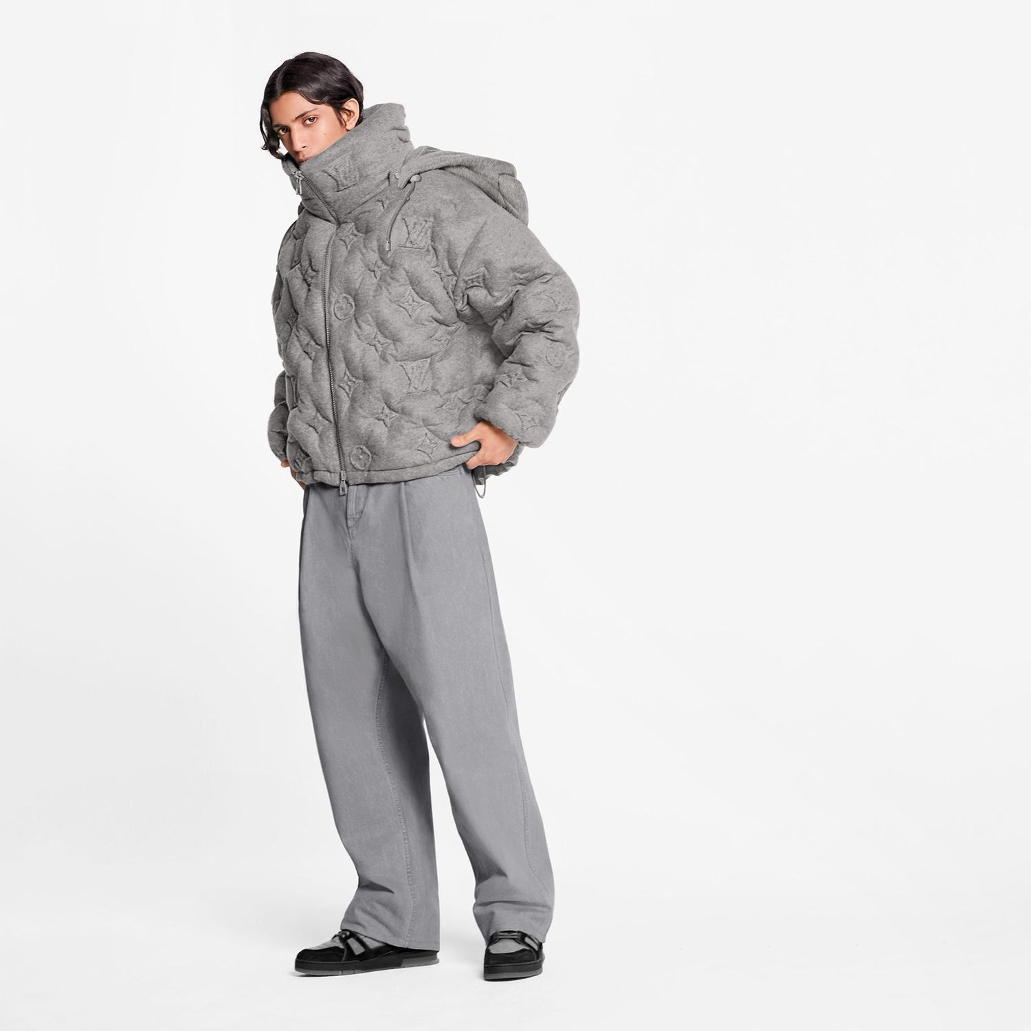 LV Jacket gray Cashmere Monogram Puffer