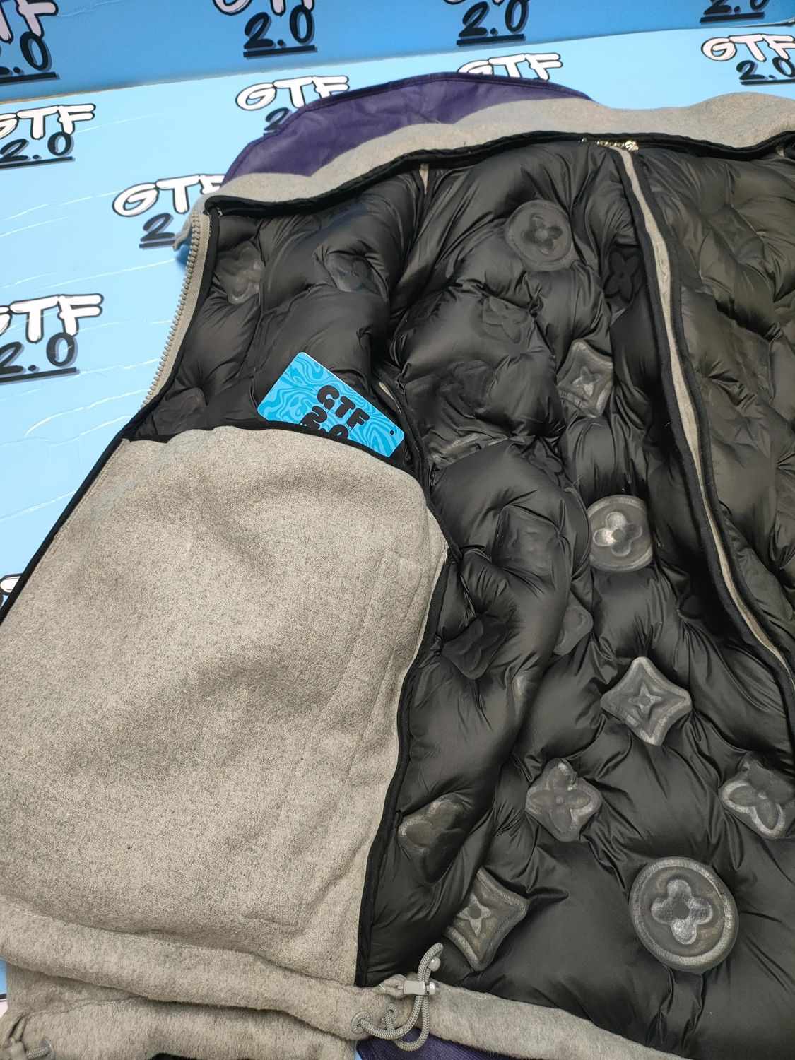 LV Jacket gray Cashmere Monogram Puffer