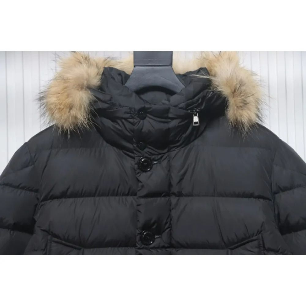 MONC*LER with fur collar and buttons black Down Jacket