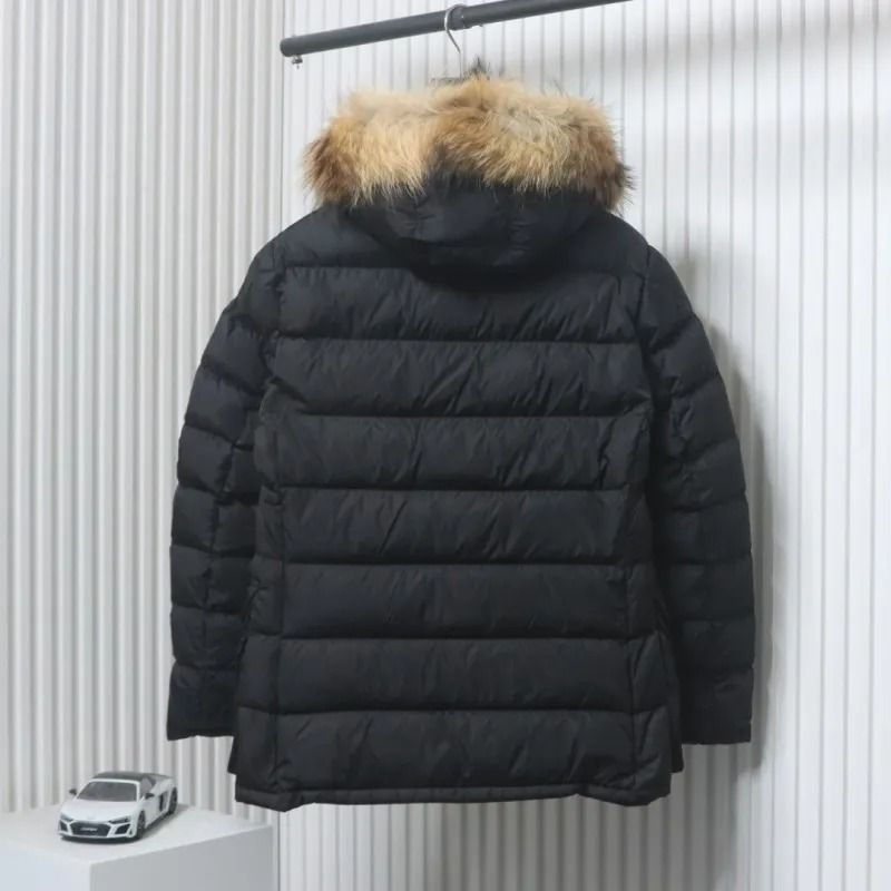 MONC*LER with fur collar and buttons black Down Jacket