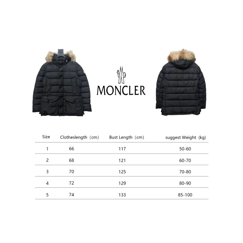 MONC*LER with fur collar and buttons black Down Jacket