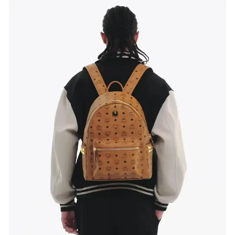 MCM Stark Classic Backpack Visetos Large Cognac