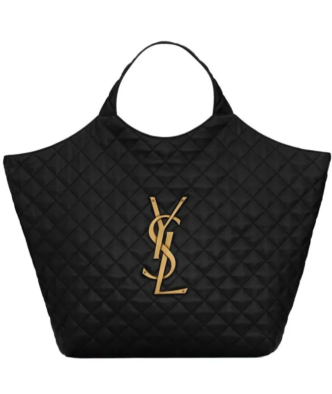YSL BORSA ICARE GRANDE NERO LOGO ORO