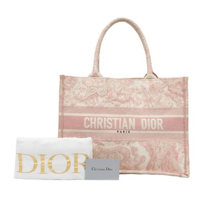 BORSA CD Book Tote Ecru and Pink Toile de Jouy Embroidery