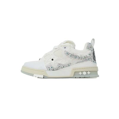 Skate Sneaker Horse Hair Silver White Diamond