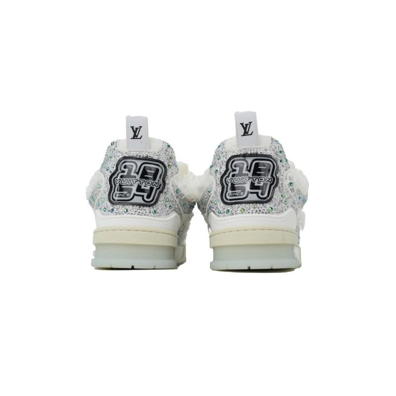 Skate Sneaker Horse Hair Silver White Diamond