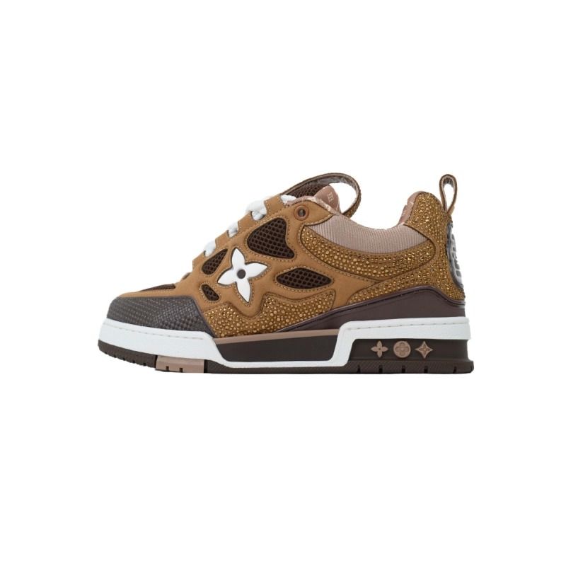 Skate Sneaker White Brown Diamond Surface