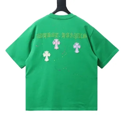 Chrome Hearts Multi-Color Cross Patch Paint Splatter T-Shirt