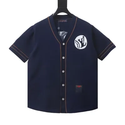 Knitted Short-Sleeved Baseball Shirt