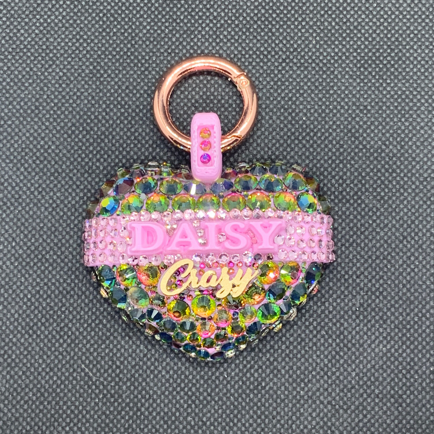 FULLY BLINGED CUSTOM NAME HEART TAG LARGE