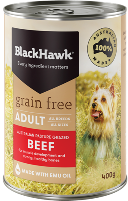 Black Hawk Grain Free Beef - 400 grams x 12 cans