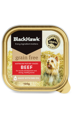 Black Hawk Grain Free Beef Wet Tray Dog Food - 100 grams x 9