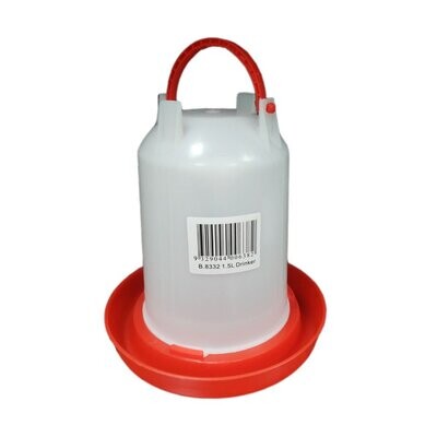 Plastic Poultry Drinker Red & White - 1.5 litres , 3 litres, 6 litres & 12 litres