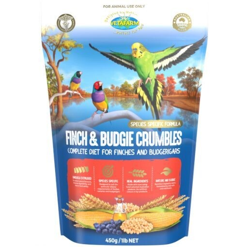 Vetafarm Finch & Budgie Crumbles 450 grams , 2 kg & 10 kg