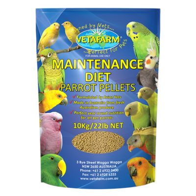 Vetafarm Parrot Pellets Maintenance Diet  -   10  kg Vetafarm Parrot Pellets Maintenance Diet  -   10  kg
