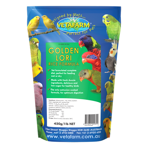 Vetafarm Golden Lori Rice Formula  -  450 grams & 2 kg