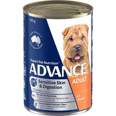 Advance Sensitive Skin And Digestion Chicken With Rice All Breed Adult Cans  -   12 x 410 grams & 12 x 700 grams