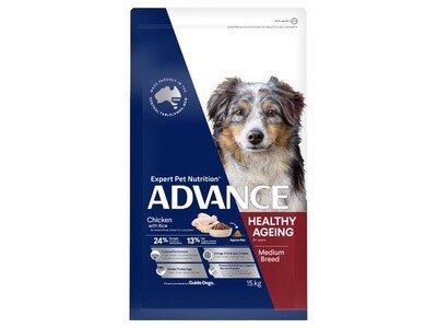 Advance Dog Healthy Ageing Medium Breed Chicken with Rice  15 kg