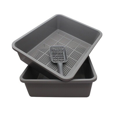 Kitter Litter Tray with Scoop - Beige or Charcoal