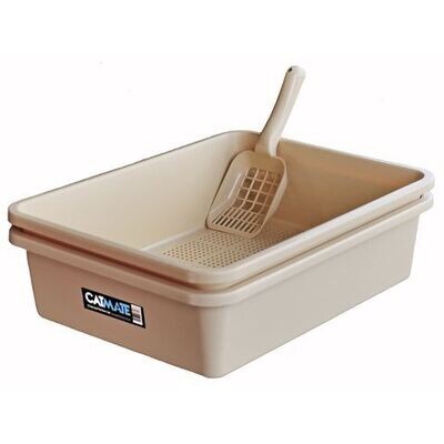 Cat Mate 3 Piece Litter Kit Sieve Tray with Scoop - Beige or Charcoal