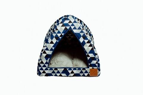 Mog & Bone Pet Igloo  - Blue Diamond & Mocca Diamond
