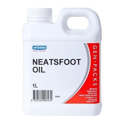 Vetsense Gen-Pack Neatsfoot Oil Refined 1 litre & 5 litres