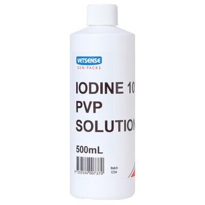 Vetsense Gen-Pack Iodine 10 % PVP Solution - 500 ml & 1 litre