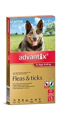 Advantix Dog 10 - 25 kgs Large - 3 pack & 6 pack