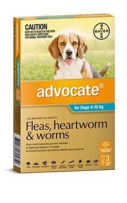 Advocate Dog 4-10kgs Medium - 1 pack , 3 pack & 6 pack