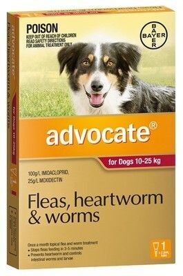 Advocate Dog 10-25kgs Large  -  1 pack , 3 pack & 6 pack