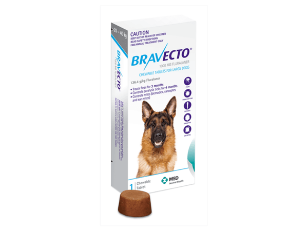 Bravecto Chews Dog Large Blue  20 - 40 kg  -  1 chew & 2 chews