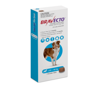 Bravecto Chews Dog Large Blue  20 - 40 kg  -  2 chews