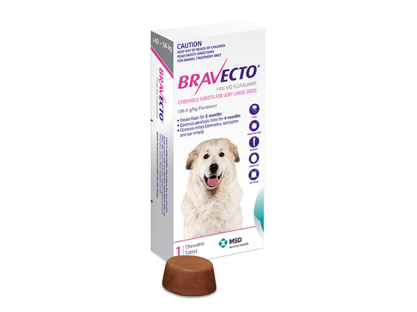 Bravecto Chew Dog Very Large 40 - 56 kg  -  1 chew & 2 chews