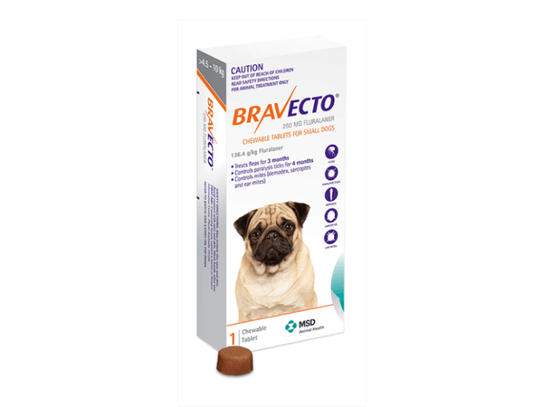 Bravecto Chew Dog Small 4.5 - 10 kg  -  1 chew & 2 chews