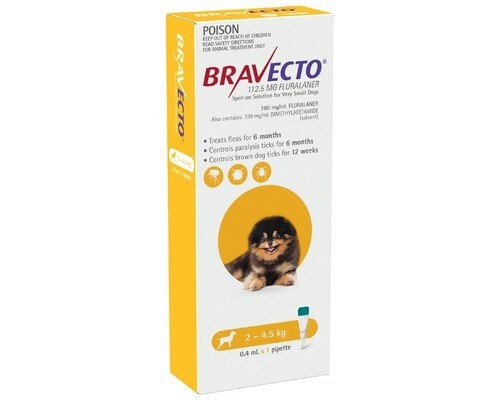 Bravecto Chew Dog Very Small 2 - 4.5 kg  -  1 chew & 2 chews
