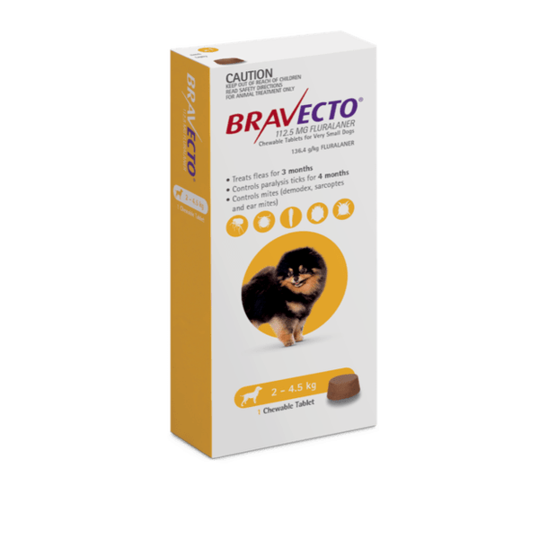 Bravecto Chew Dog Very Small 2 - 4.5 kg  -  2 chews