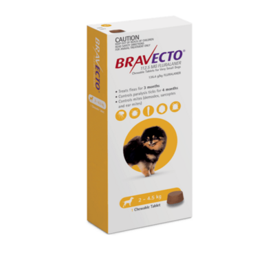 Bravecto Chew Dog Very Small 2 - 4.5 kg  -  2 chews