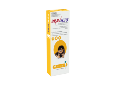 Bravecto Spot On Dog  -  2 kg - 4.5 kg , 4.5 kg - 10 kg , 10 kg - 20 kg , 20 kg - 40 kg &  40 kg - 56 kg