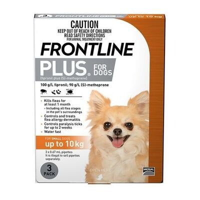 Frontline Plus Dog 0-10kg Small - 3 pack & 6 Pack