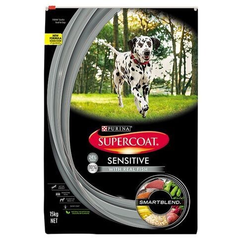 Supercoat Adult Dry Dog Food Sensitive with Real Fish  -  15 kg