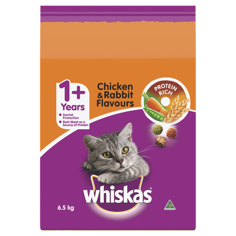 Whiskas Adult  Dry Cat Food Chicken & Rabbit  6.5 kg