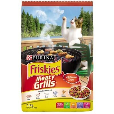 Friskies Adult Dry Cat Food Meaty Grills - 2.5 kg or 10 kg