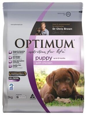 Optimum Puppy Dry Dog Food Chicken - 3 kg or 15 kg