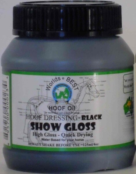 Worlds Best Hoof Oil Show Gloss   125 ml   -  Black