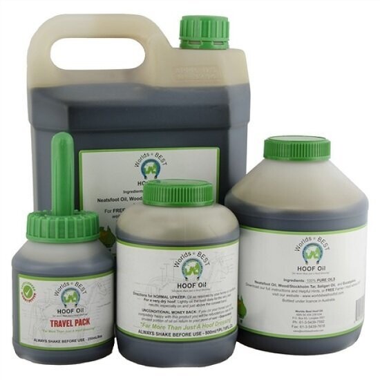 Worlds Best Hoof Oil  -  250 ml Travel Pack , 500 ml , 1litre & 4 litres